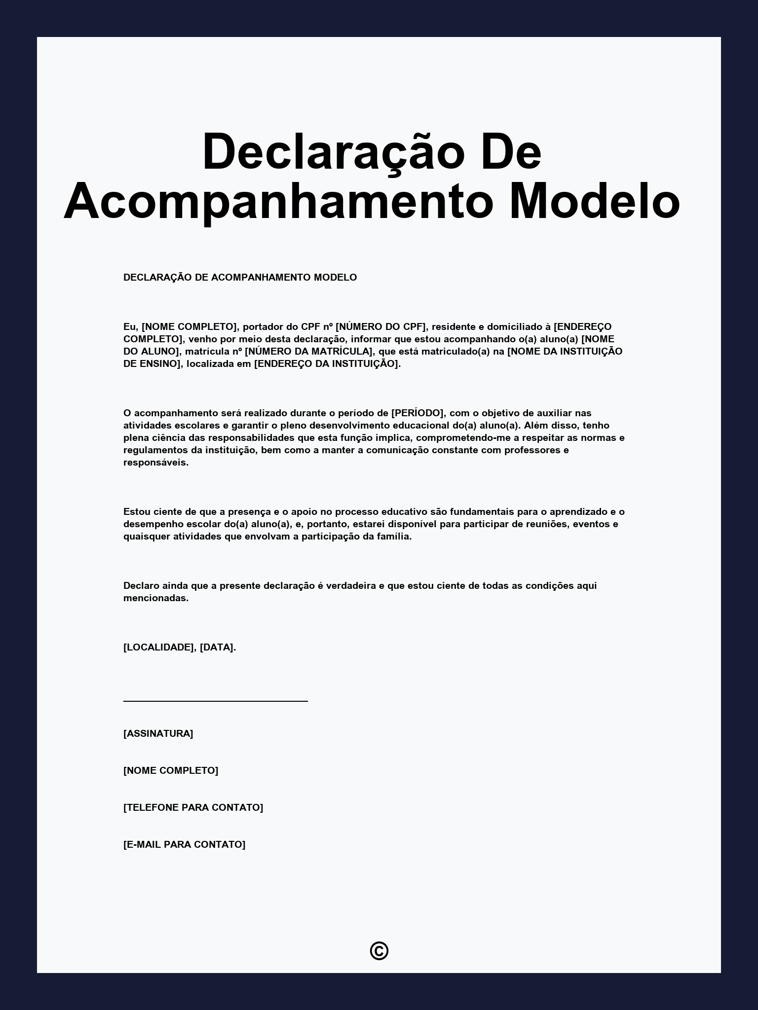 Declaração De Acompanhamento Modelo