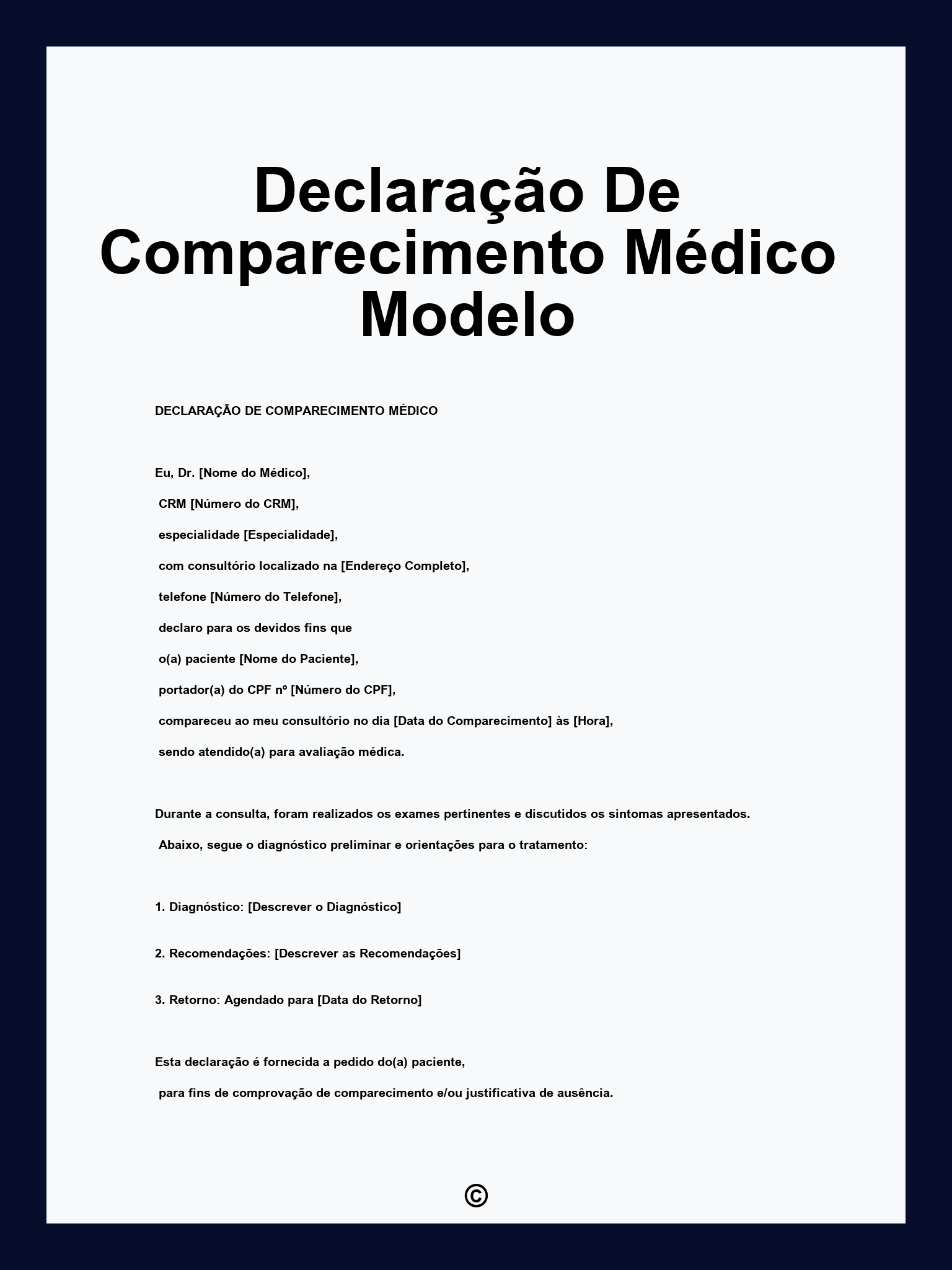 Declaração De Comparecimento Médico Modelo