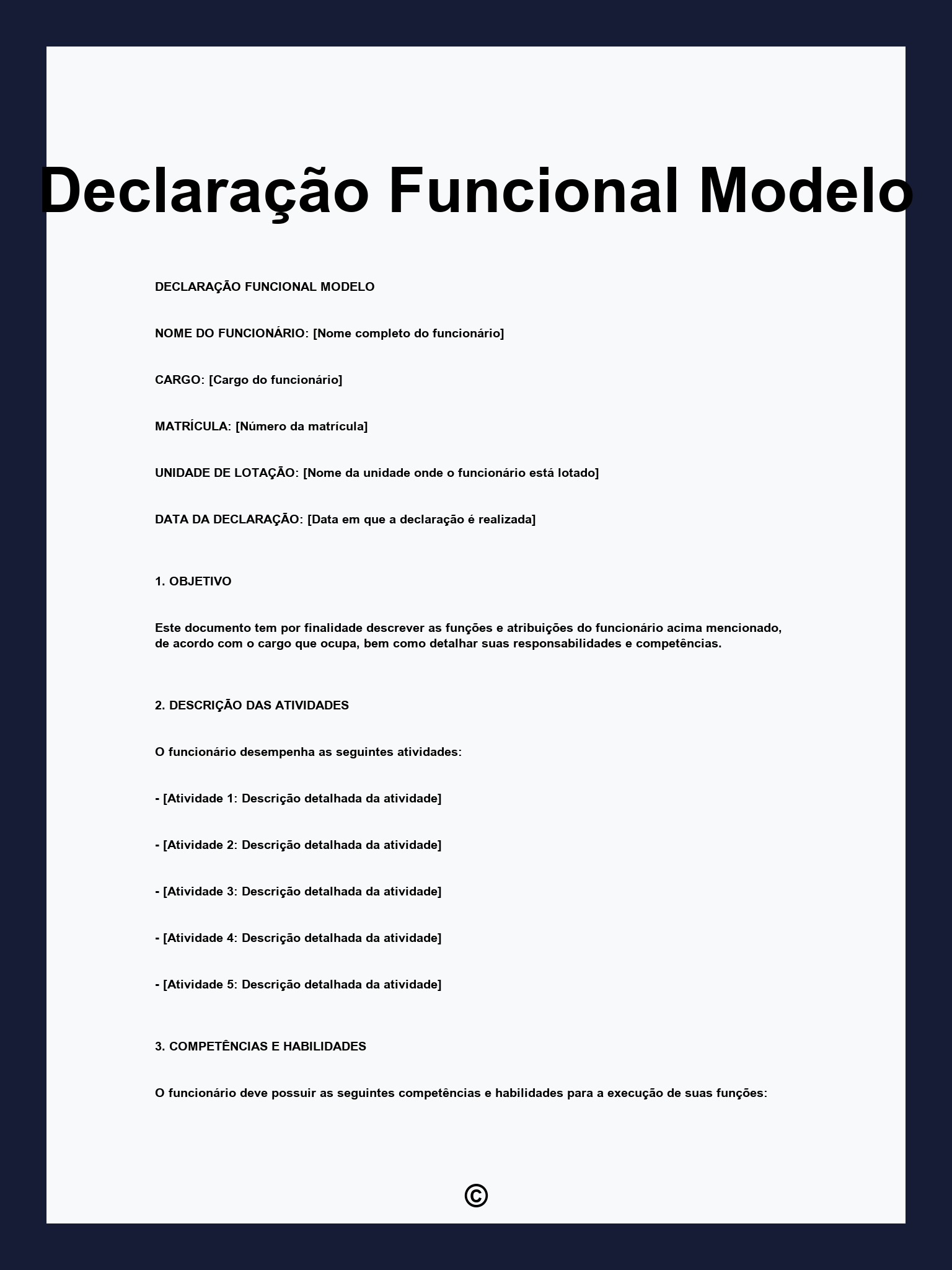 Declaração Funcional Modelo