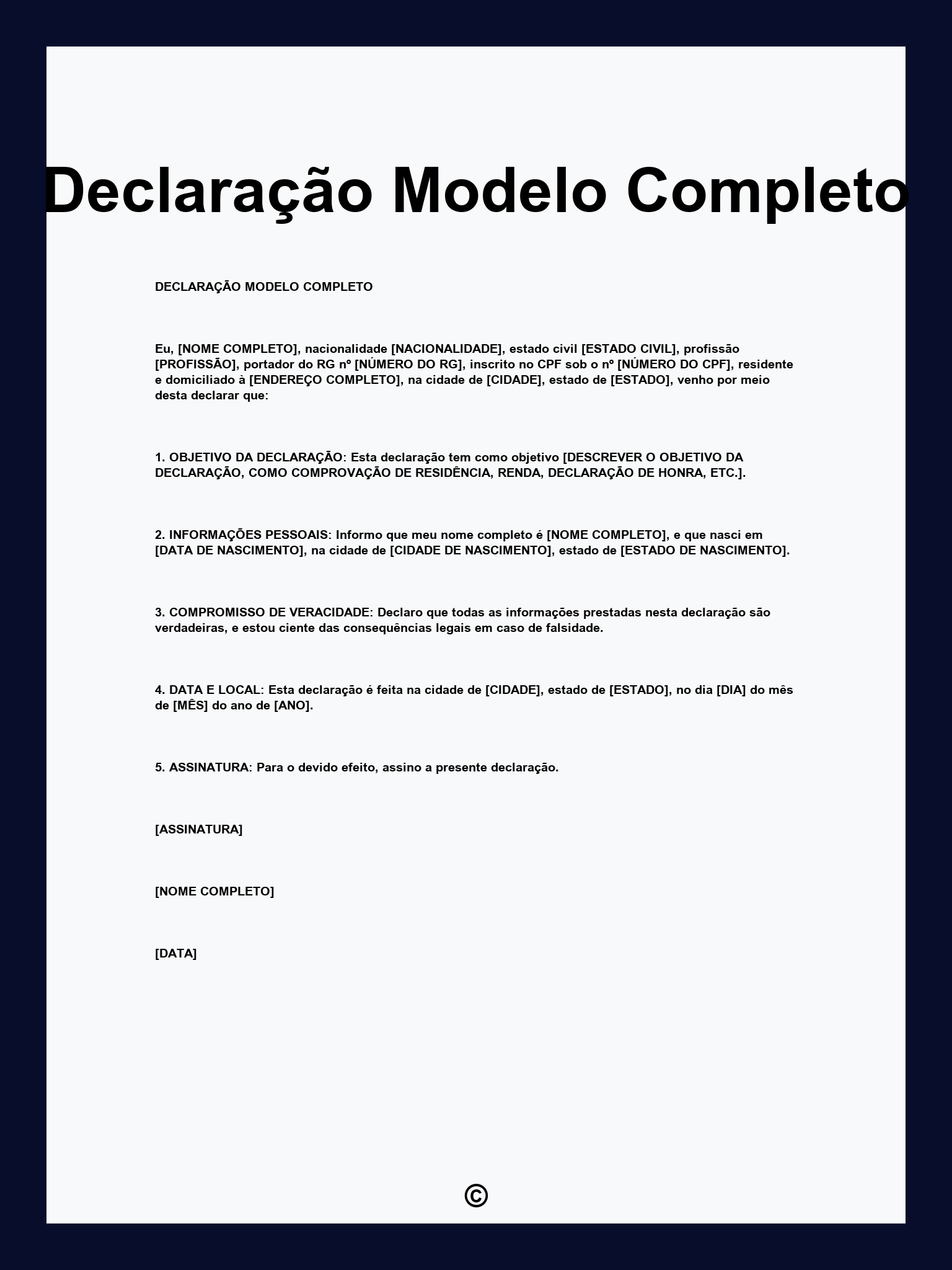 Declaração Modelo Completo