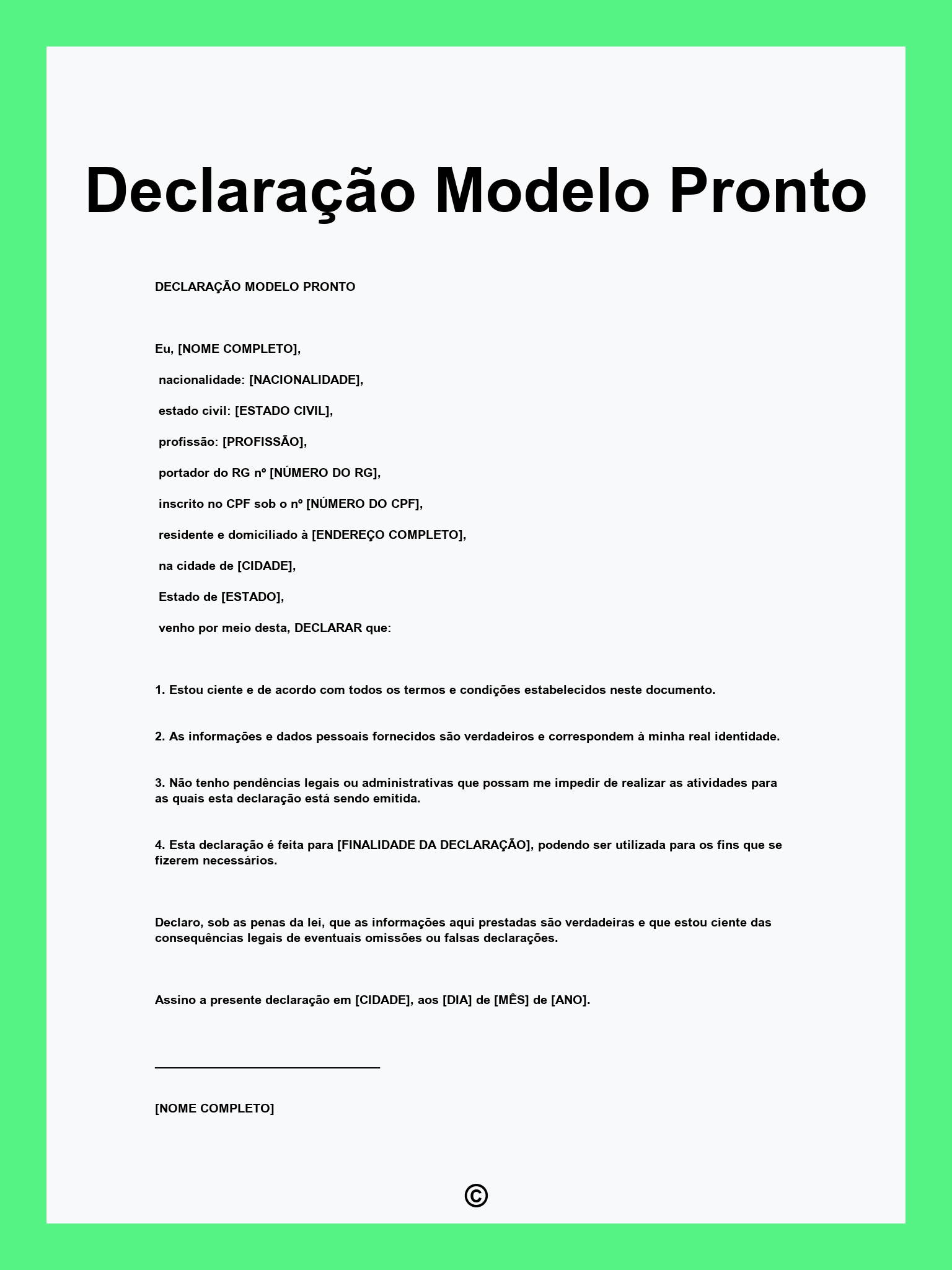 Declaração Modelo Pronto