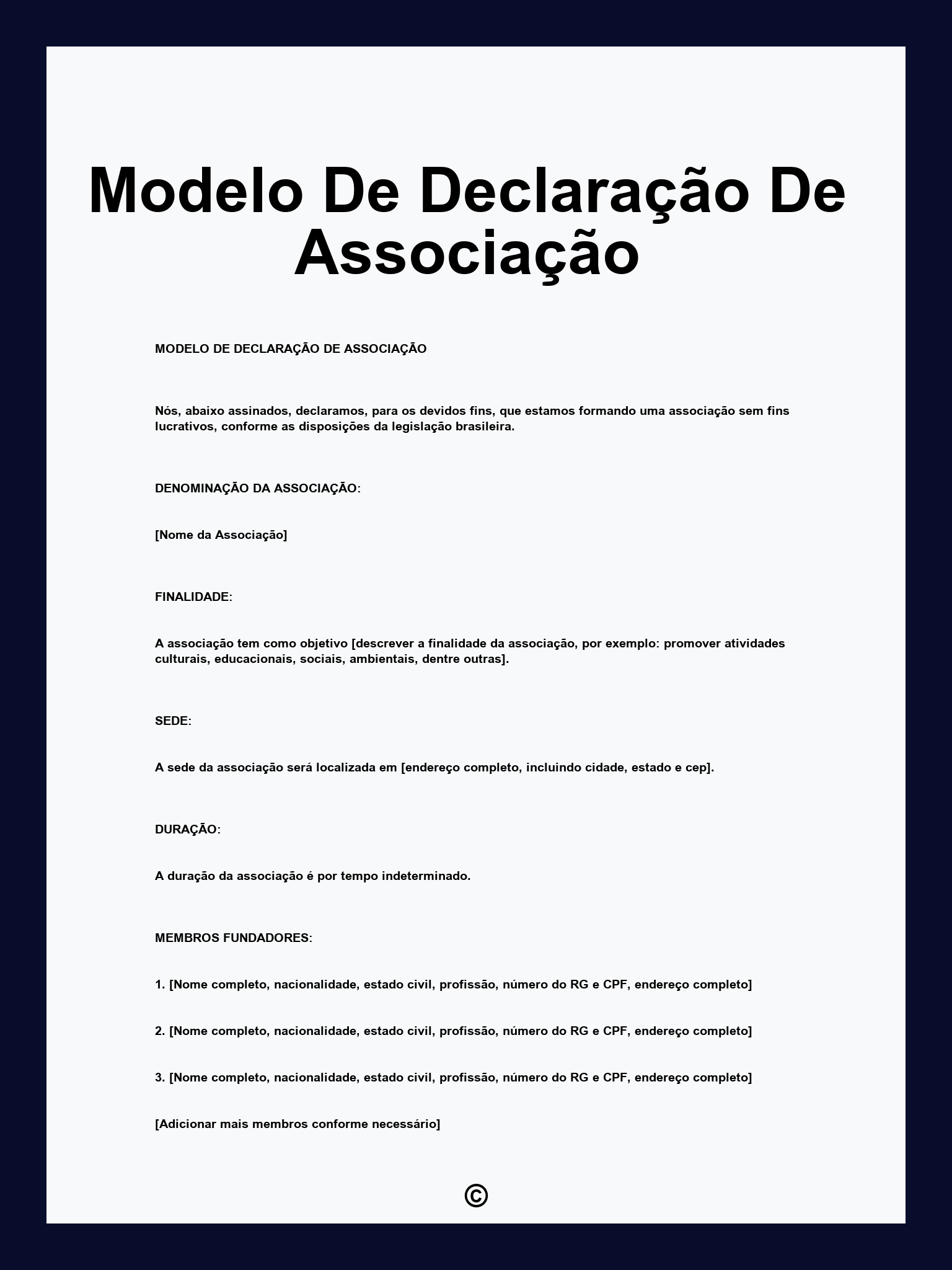Modelo De Declaração De Associação