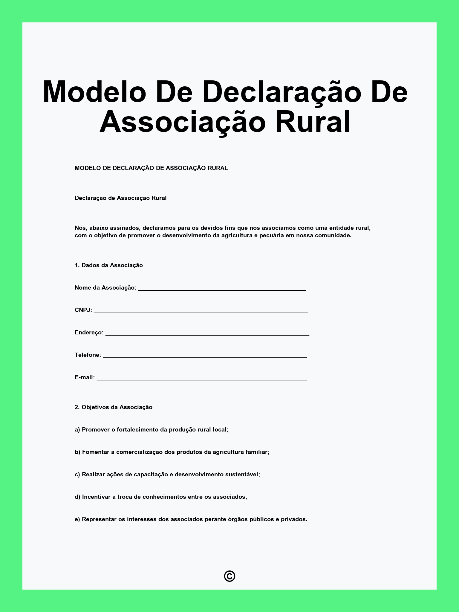Modelo De Declaração De Associação Rural