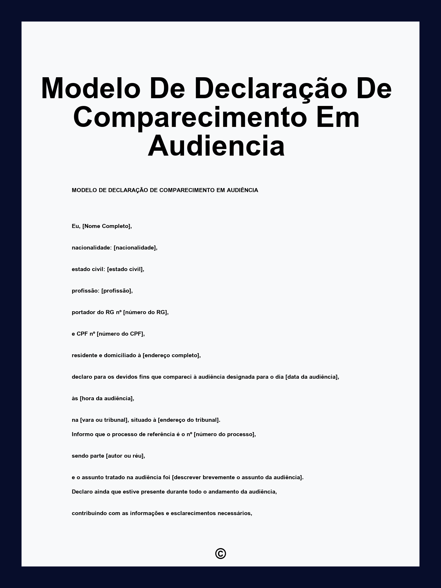Modelo De Declaração De Comparecimento Em Audiencia