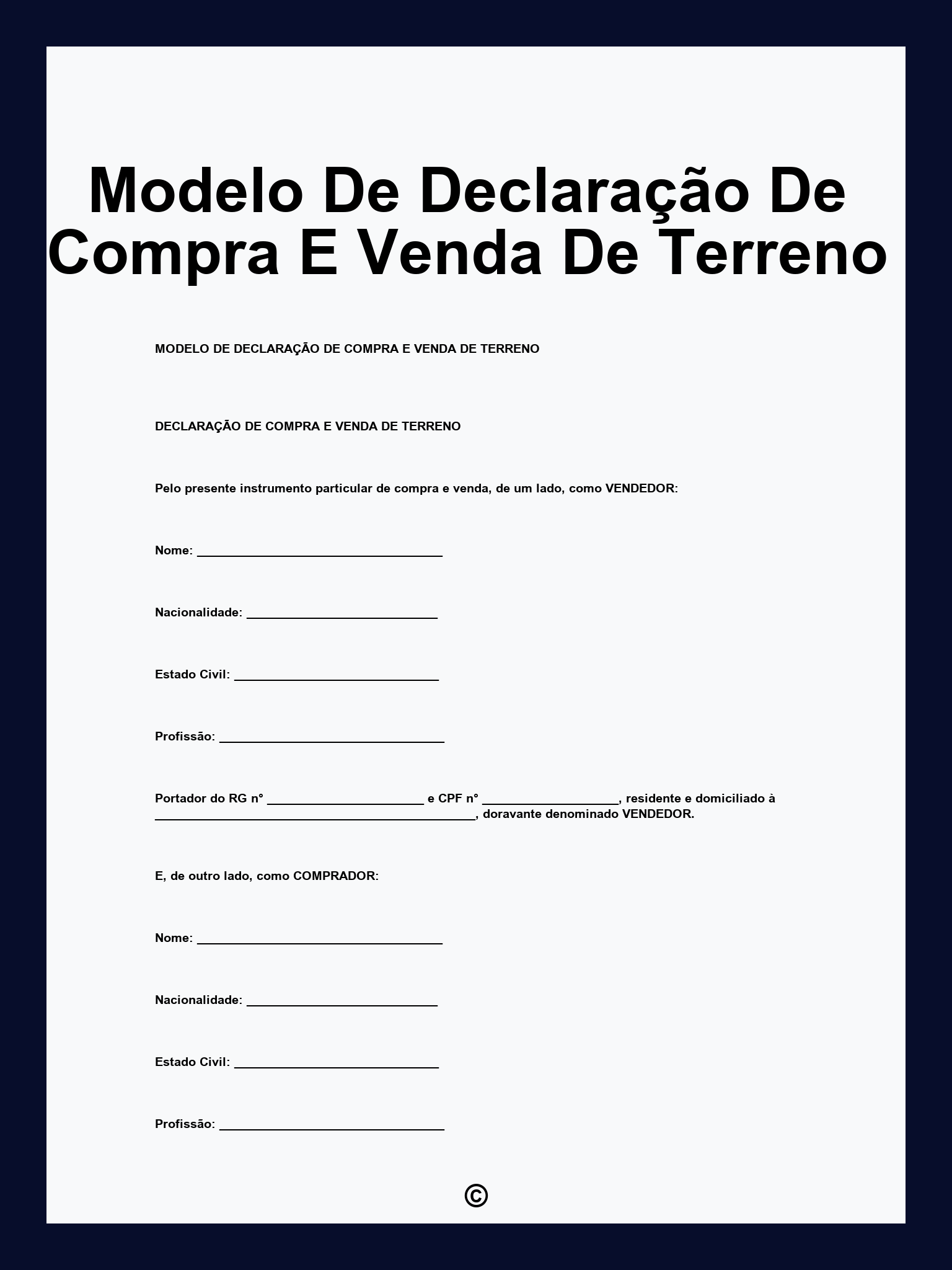Modelo De Declaração De Compra E Venda De Terreno