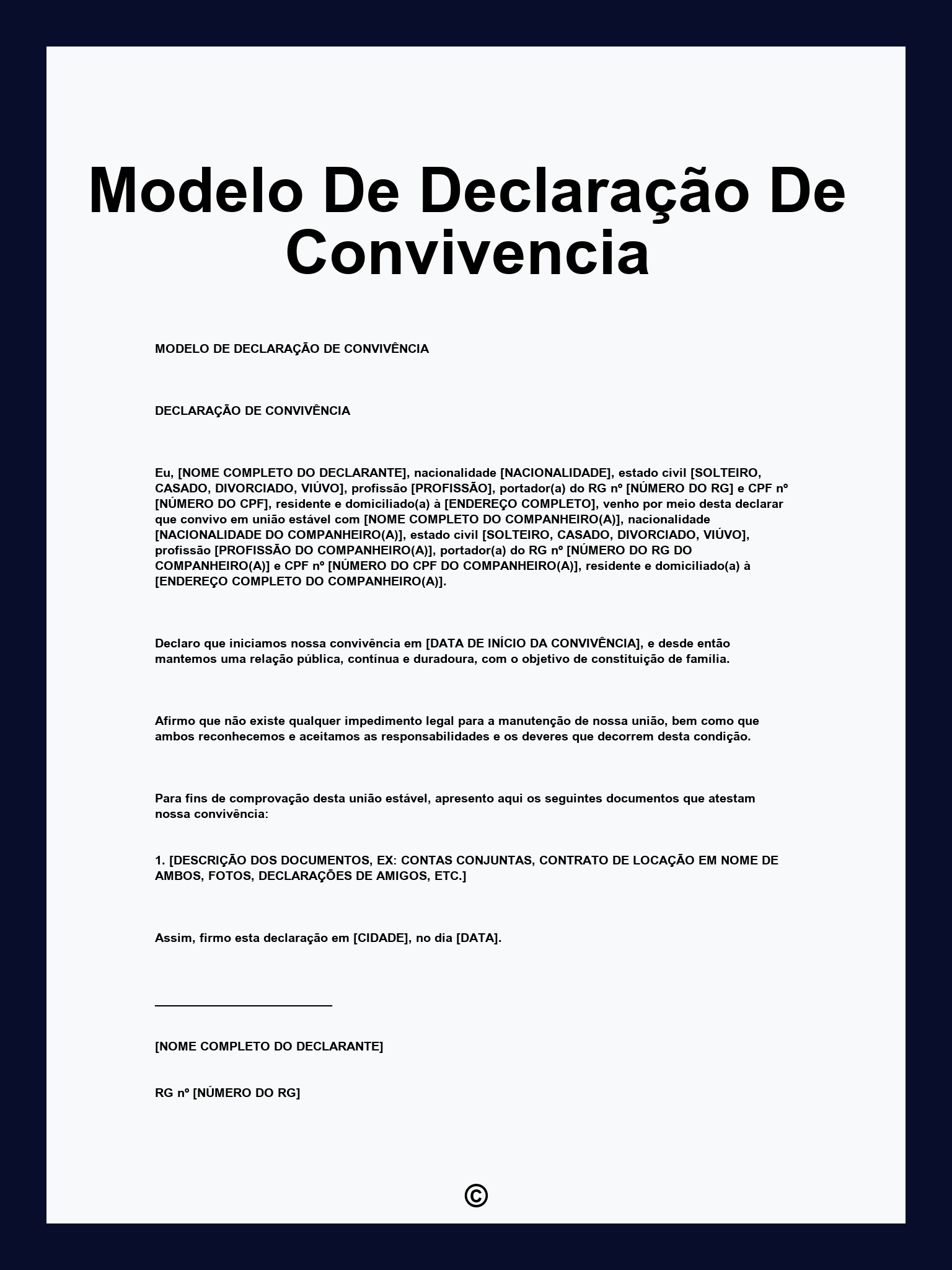 Modelo De Declaração De Convivencia