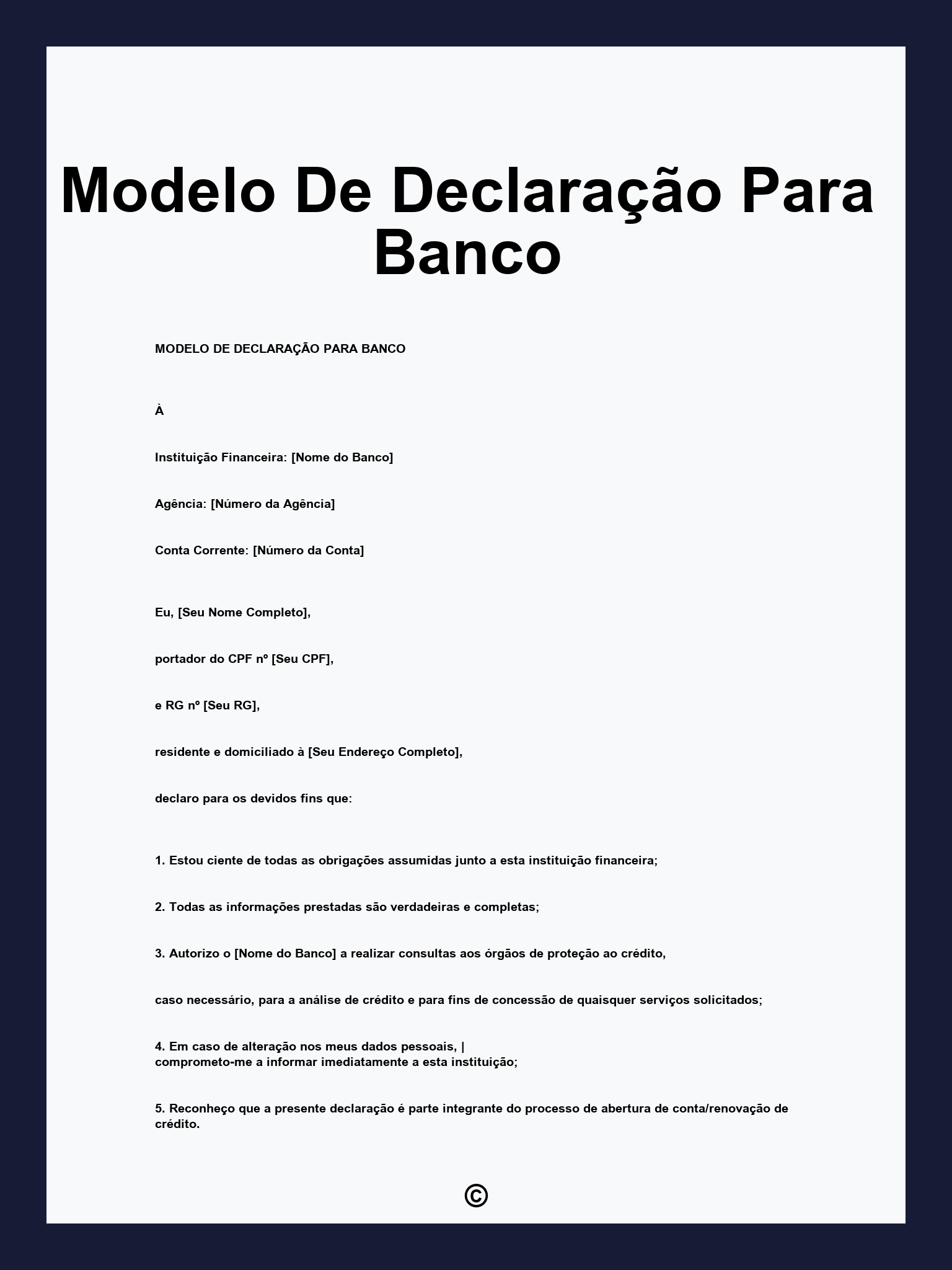 Modelo De Declaração Para Banco