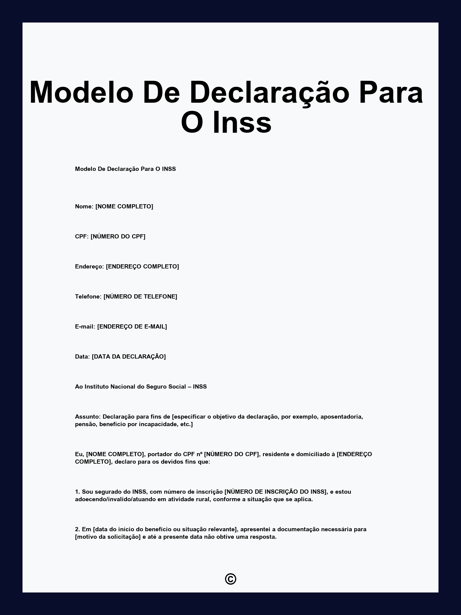 Modelo De Declaração Para O Inss