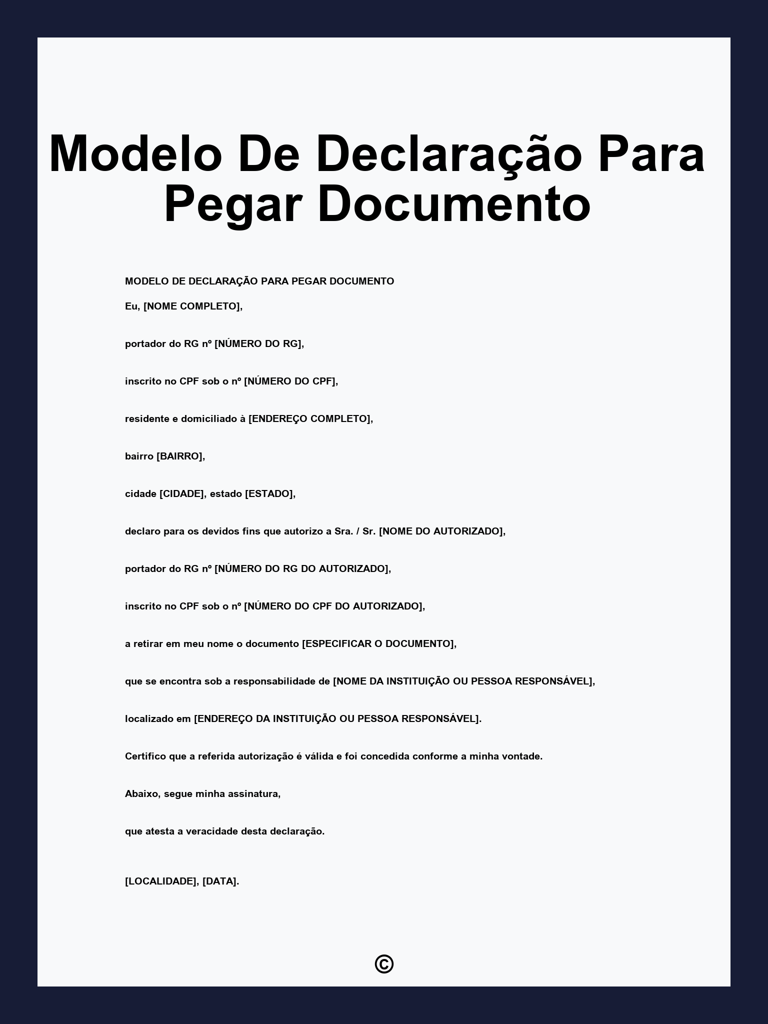 Modelo De Declaração Para Pegar Documento