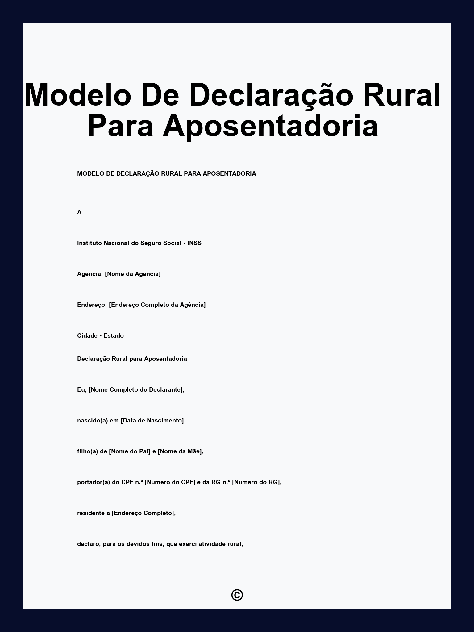 Modelo De Declaração Rural Para Aposentadoria
